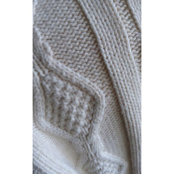 Womens Cozy cable knit pullover sweater cream, Turtleneck wool cotton blend sz M - Picture 5 of 5